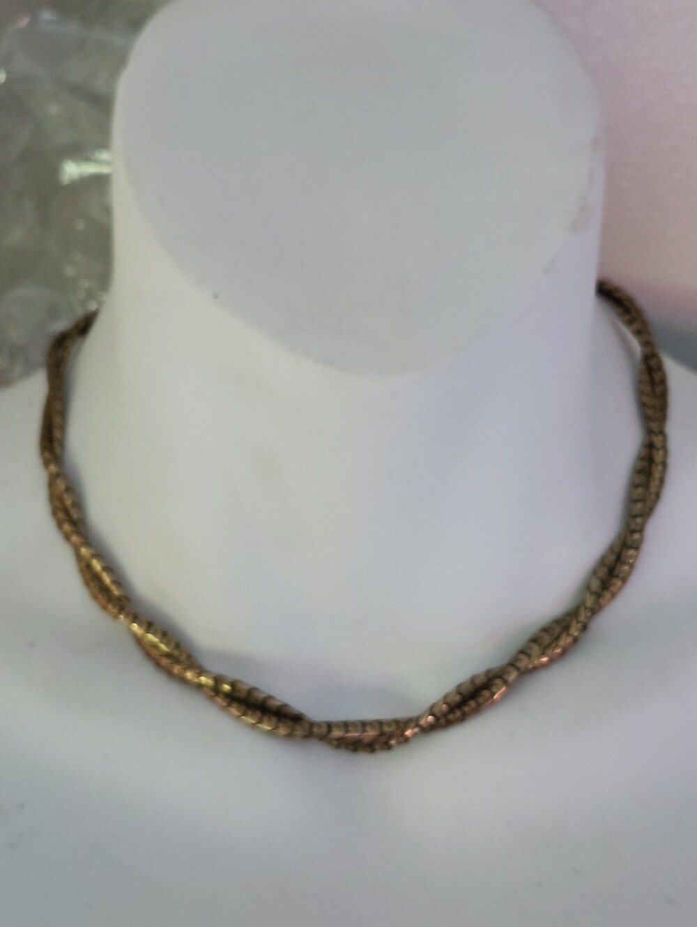 12k Gold Filled Braided Twisted Chain Necklace - 15.5 Inches
